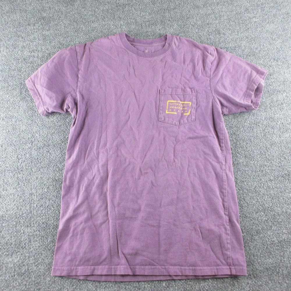 Southern Marsh Shirt Mens Small Purple Short Sleeve Pocket Duck Graphic Tee